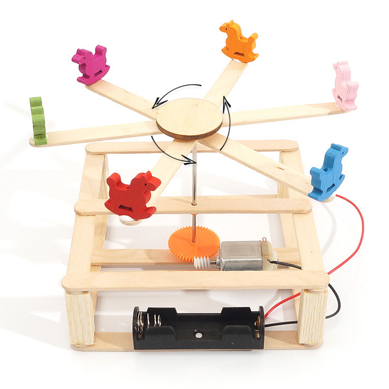 玩控 科技小制作材料 手工DIY玩具 DIY手工科学实验玩具stem科学实验 旋转木马小制作
