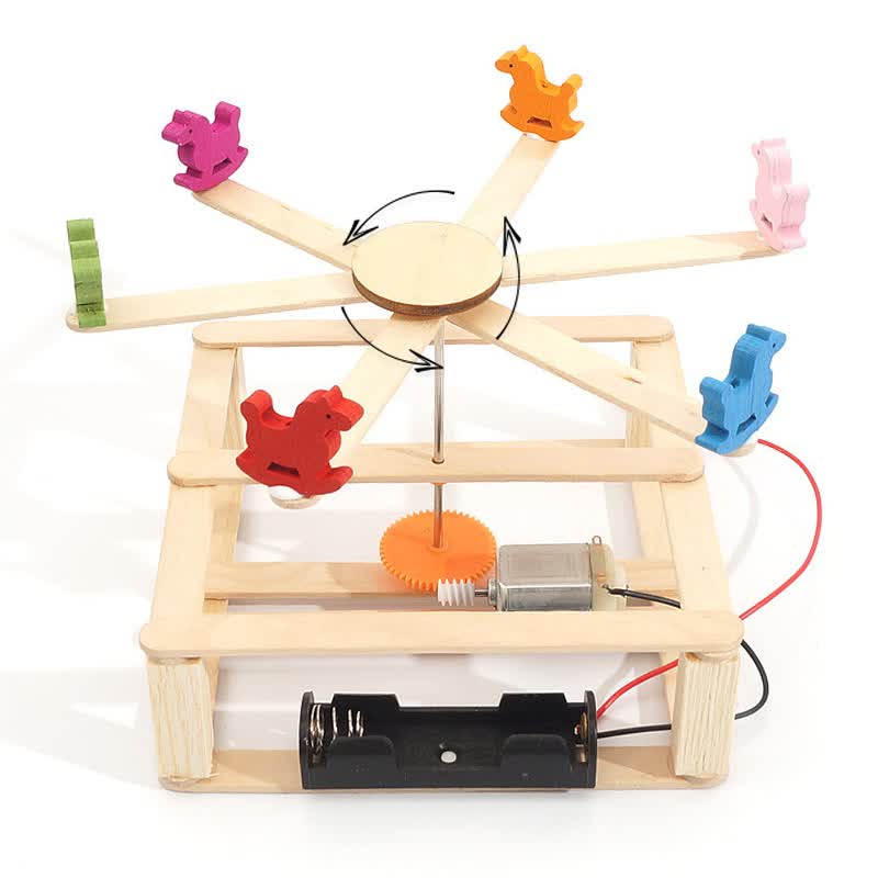 儿童diy手工制作小台灯diy科学小实验创意科技学生 旋转木马小制作