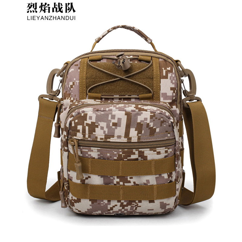 烈焰戰隊 戰術(shù)胸包 男女軍迷戶(hù)外運動(dòng)迷彩胸包 騎行跑步休閑防盜四用多功能背包 可單肩斜跨雙肩外掛附包 沙漠數碼色背包9567