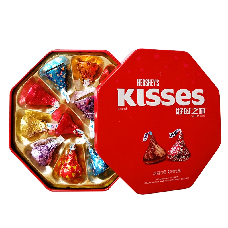好时(hersheys) kisses好时牛奶巧克力12粒八角铁盒装休闲零食品 12