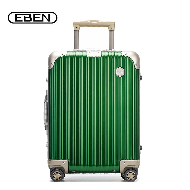 EBEN拉杆箱20英寸铝镁合金女行李箱登机箱万向轮金属硬箱旅行箱 祖母绿 20吋 标准登机箱 短途