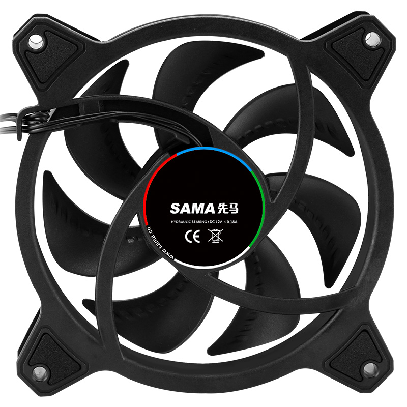 先马（SAMA）光环5 溢彩LED 12cm机箱散热风扇 双环彩色灯光/液压轴承/减震脚垫/400mm长线材/大4Pin串联接口