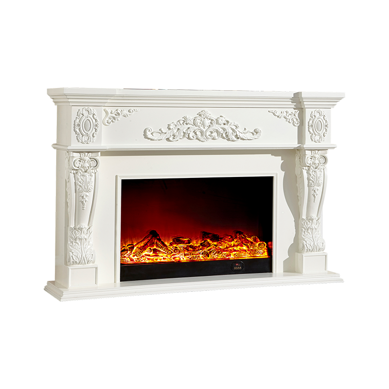 喜之焰定制1.5/1.8米欧式壁炉装饰柜客厅简约玄关美式实木壁炉架雕花电壁炉电视柜电壁炉芯 长1500*厚380*高1185m象牙白+装饰炉芯