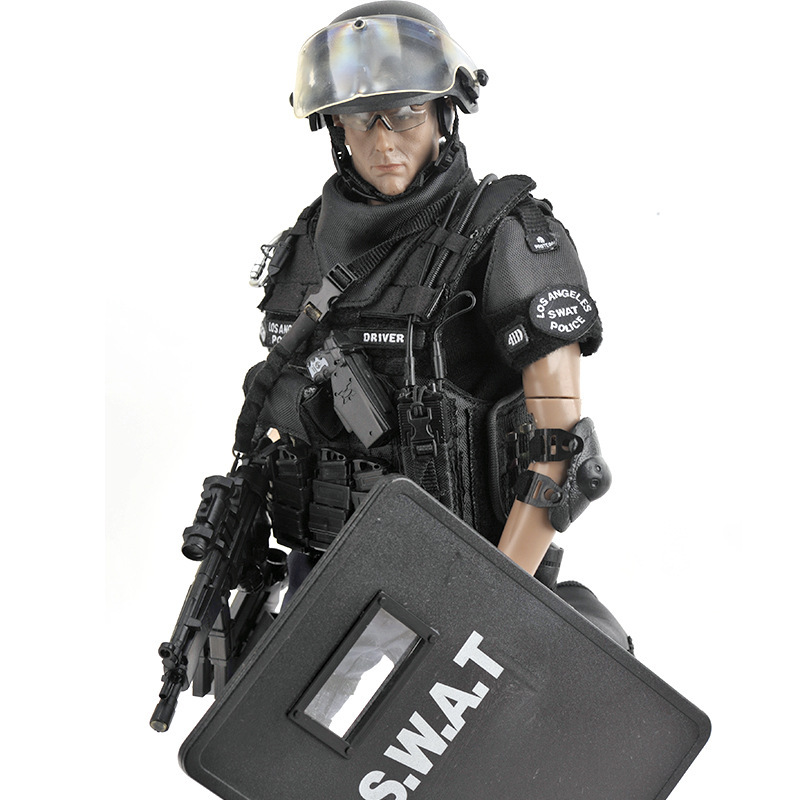 多关节高仿真工艺1/6比例警察士兵特警swat特种部队兵人模型玩具 特警