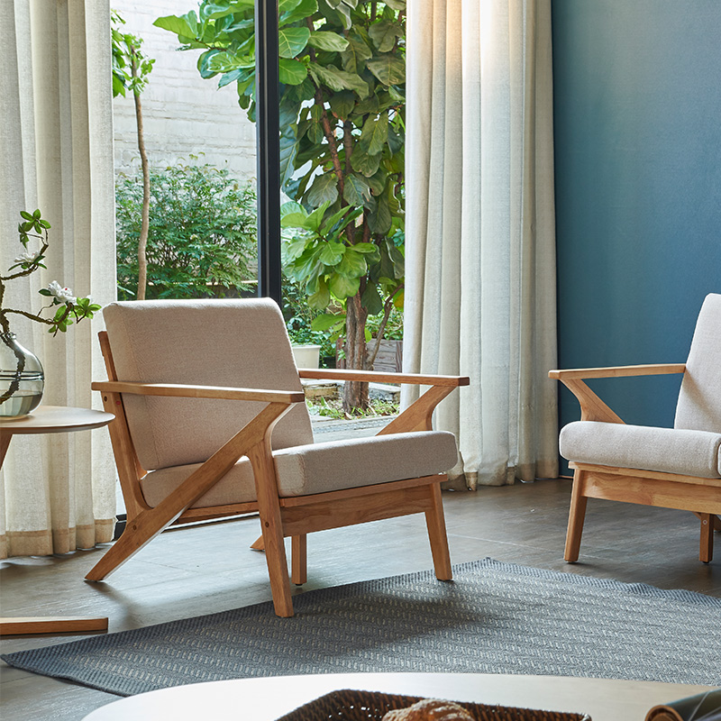 百伽 沙发 实木沙发 进口布艺沙发 北欧实木沙发组合 现代简约大小户型休闲沙发 新中式客厅家具 原木色-单人 其他