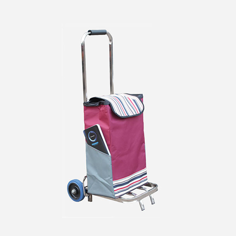 杰适 不锈钢手拉车行李拖车拉杆车折叠款便携推车购物买菜车进货车