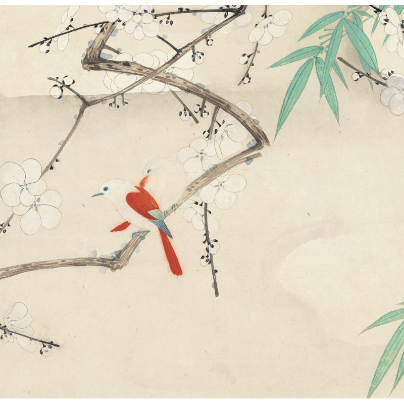 姿翰 超高清微喷装饰画 于非闇于飞厂于照 雪梅丹雀图 工笔花鸟画 纸