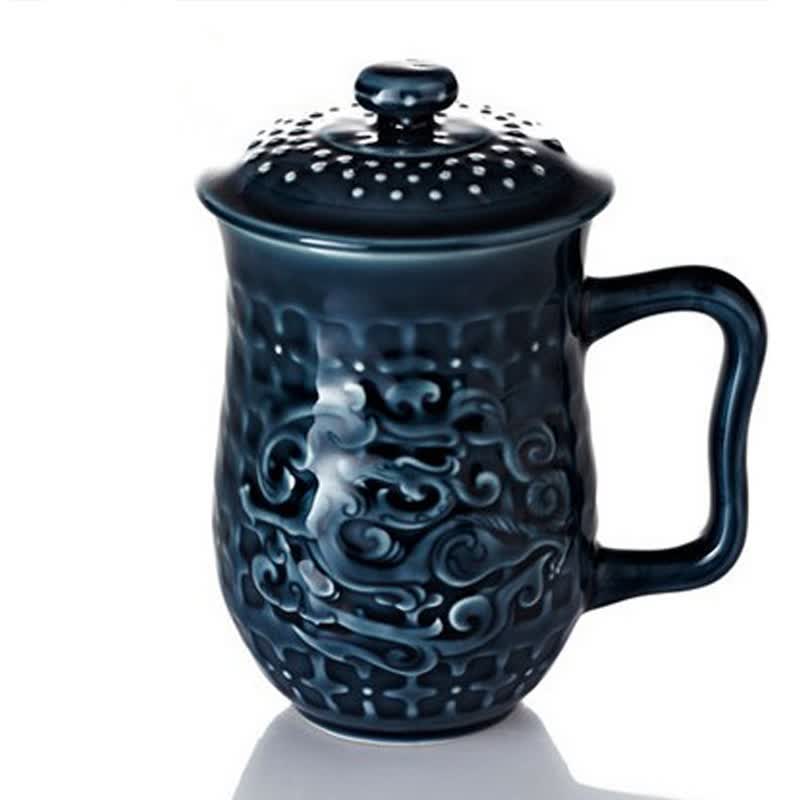 乾唐轩【官方授权】乾唐轩活瓷杯势在必得高杯水杯男个人杯专用创意茶杯 宝石蓝 礼盒包装