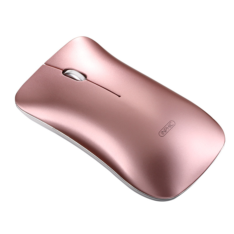 英菲克（INPHIC) PM9 鼠标 无线鼠标 办公鼠标 静音鼠标 充电鼠标 铝合金边框 超薄便携 2.4G 玫瑰金