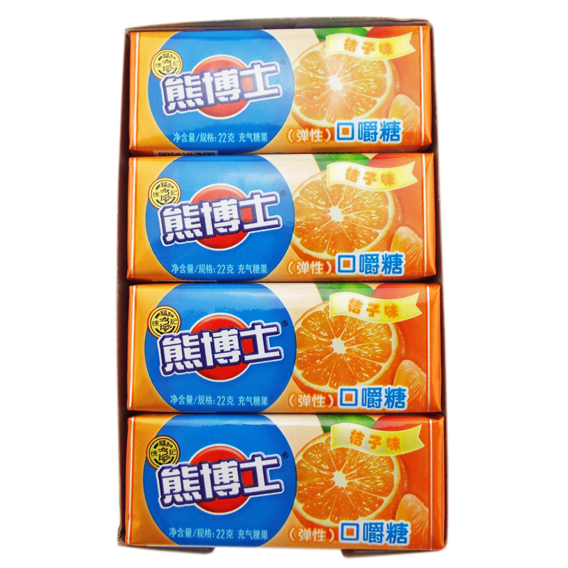徐福记 糖果 熊博士口嚼糖桔子味22g*12条装 休闲零食品糖果