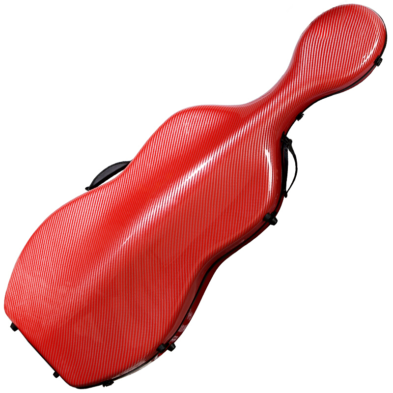 FLOFAIR 樂器配件 碳纖維 大提琴 琴盒子 輕抗壓 飛機(jī)可托運(yùn) 耐磨 可雙肩背帶滾輪 西洋樂器 紅碳紋色 【4/4]