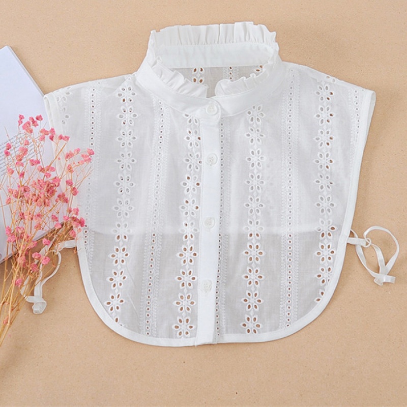 灰蓝泊格秋冬季假领子女士百搭假领棉质木耳边假衣领白色假衬衣领毛衣