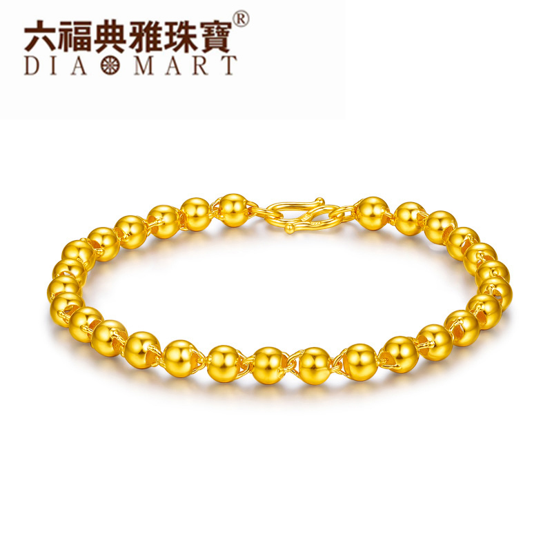 光面圆珠链 结婚送礼黄金饰品  黄金光珠女士手链 6