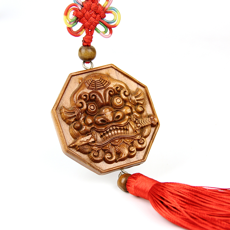 兴润阁 桃木虎头兽头八卦镜咬剑挂件门对门卫生间厕所家居住宅 小号