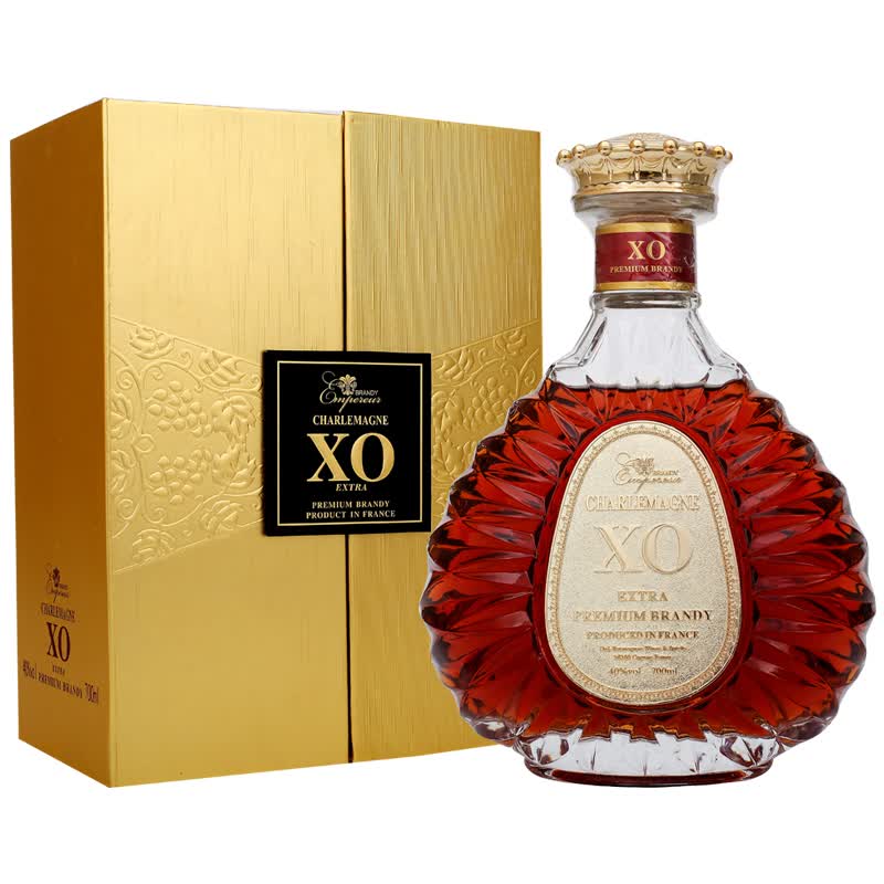 归素法国进口xo珍藏级洋酒 cvvso 白兰地国王查理大帝 700ml 礼盒套装
