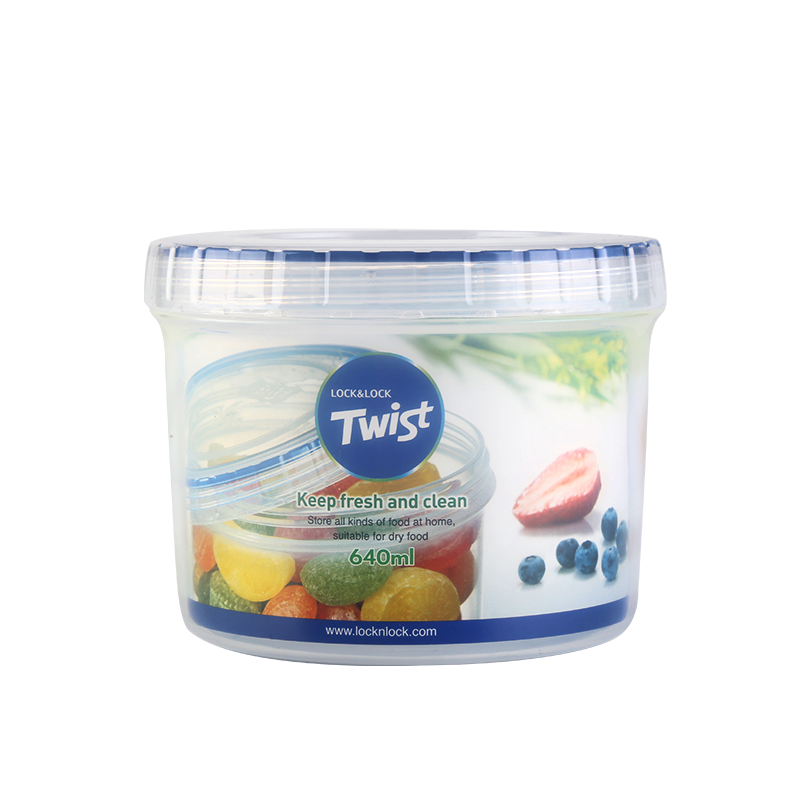 乐扣乐扣（LOCK&LOCK）Twist塑料圆形密封保鲜盒 谷物防潮储物奶粉罐食品盒 LLS131 640ml
