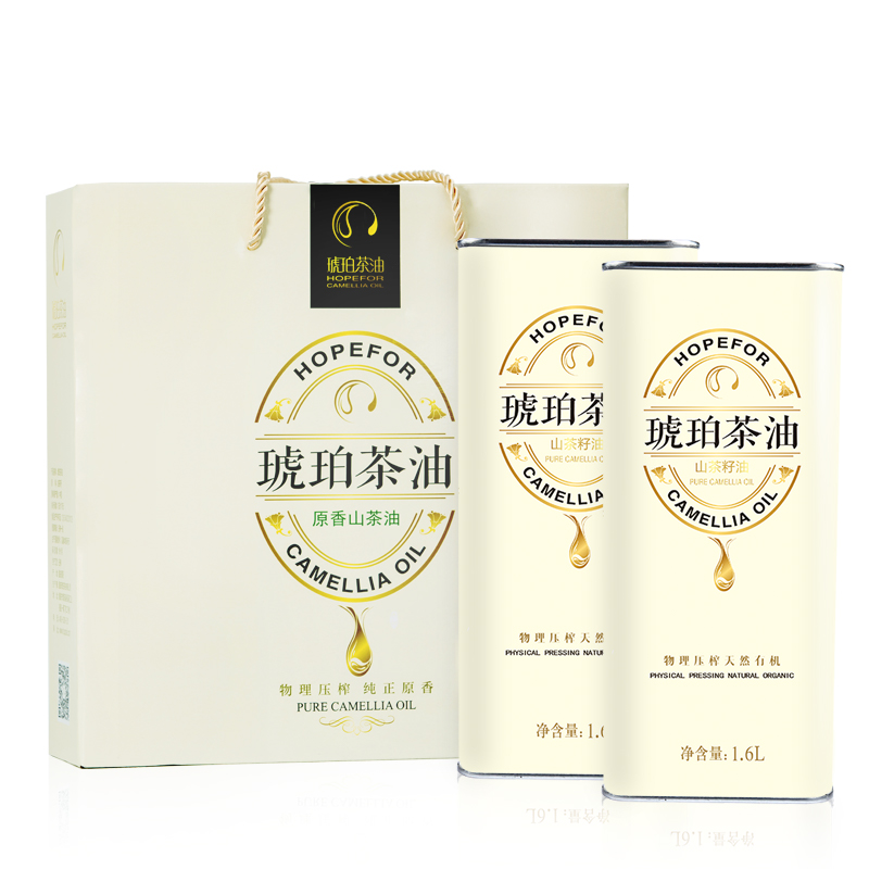 琥珀茶油-有机山茶籽油食用油1.6L 两瓶礼盒装