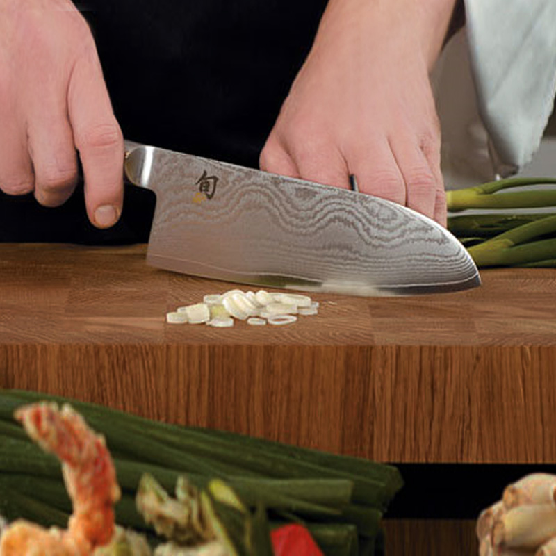貝印 kai贝印日本进口旬刀小菜刀宽版三德刀厨师刀切菜刀大马士革钢