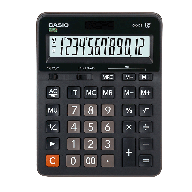 原装卡西欧（CASIO）GX-12B商务计算器 办公财务专用大号计算器 黑色 207.5mm x159mm