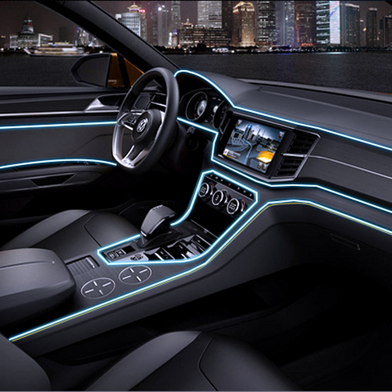 SCAR 汽车LED装饰灯EL冷光线车内氛围灯气氛灯内饰灯光改装装饰线条导光条四色可选 冰蓝 全车(中控3米+车门1米X4) /套装