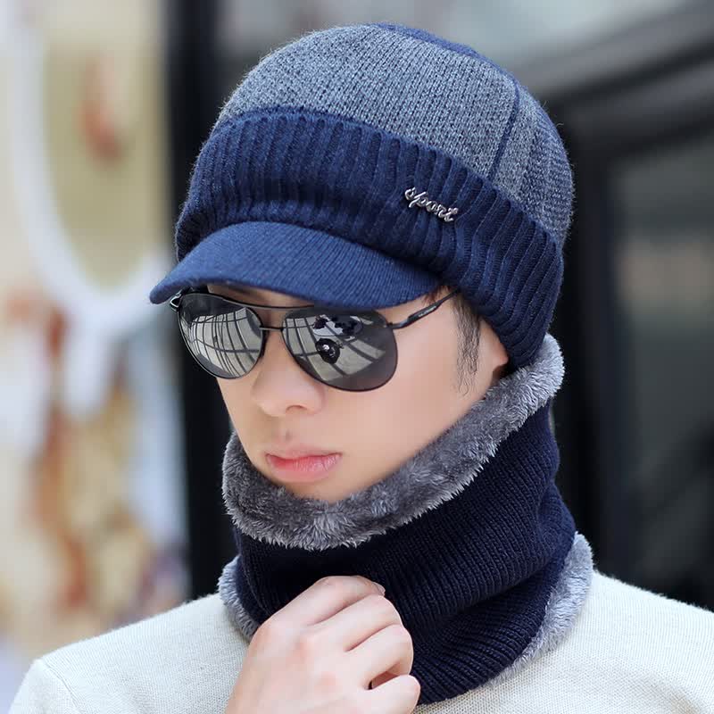 冰依茹 帽子男冬天毛线帽加厚针织帽套头帽加绒保暖男士冬季帽男青年