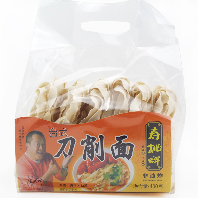 寿桃 牌 台式担仔面  台式刀削面 400g袋装 非油炸 煮食面 (400g刀