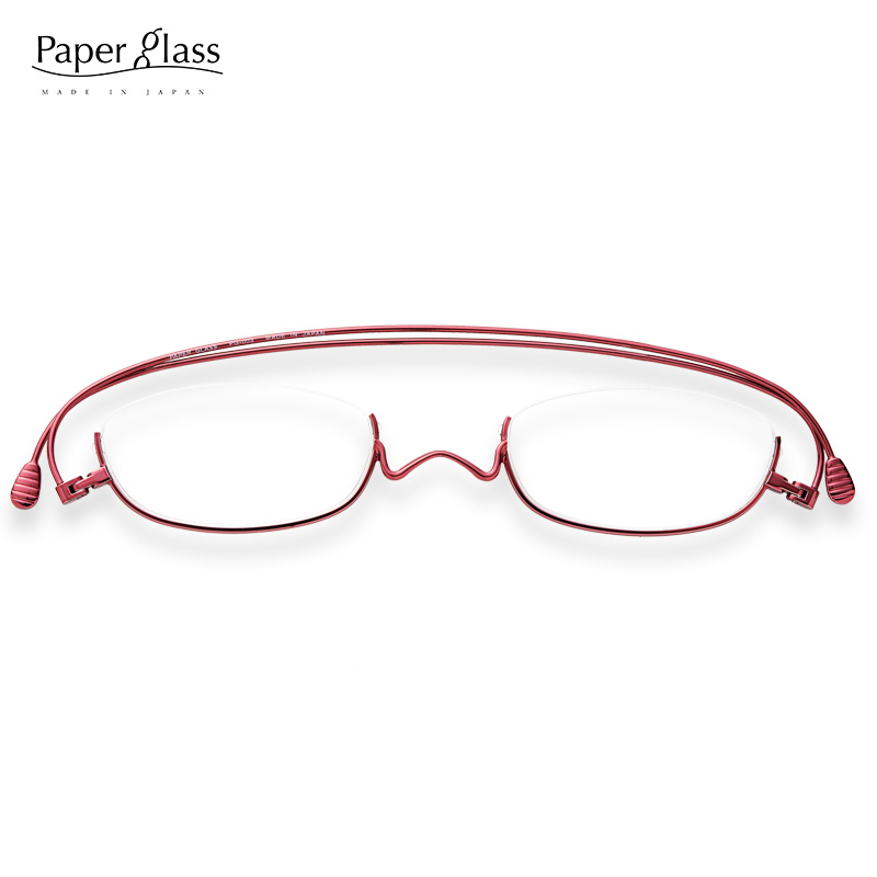 Paperglass纸镜老花镜女超薄高清树脂老光眼镜高端日本原装进口 半框U红色200度
