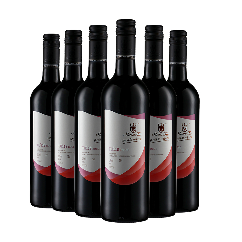 山图 TU118  赤霞珠混酿 法国原瓶进口红酒AOP级 干红葡萄酒750ml*6瓶 整箱装