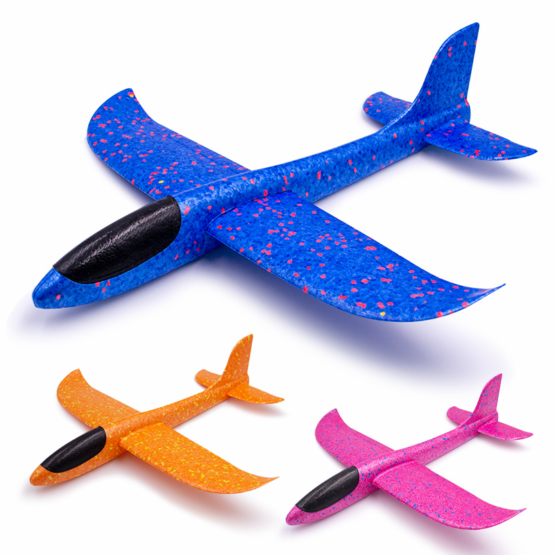 泡沫儿童手掷手抛飞机滑翔机飞行飞机耐摔航模户外玩具 48cm手抛飞机颜色随机