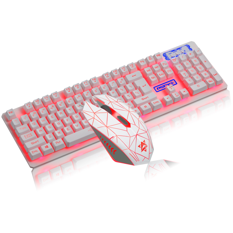 优想 DSFY三色红蓝紫呼吸循环背光游戏键盘鼠标套装 有线机械手感键盘 键鼠电竞外设电脑笔记本键盘 白尊享版