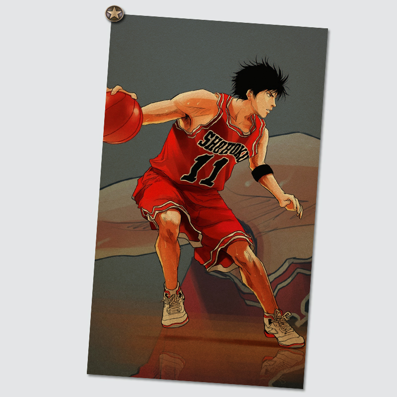 灌篮高手 墙面海报贴画 复古装饰画怀旧挂画 流川枫 樱木花道 晴子 nb