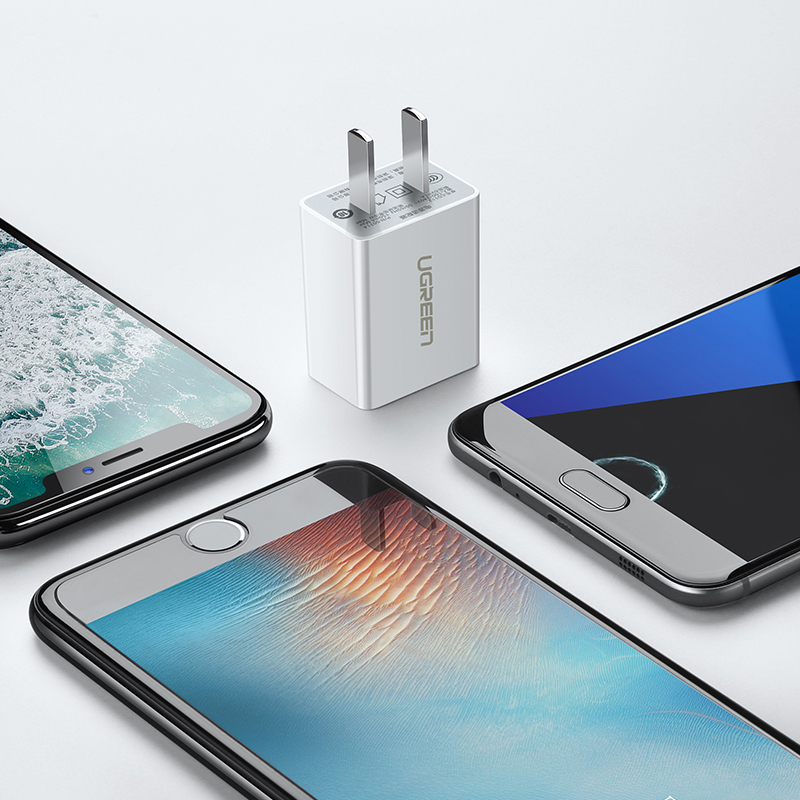 绿联 充电器5V/2.1A快充插头通用苹果iPhone13/12promax/11iPad平板华为小米11/10/9安卓手机USB电源适配器