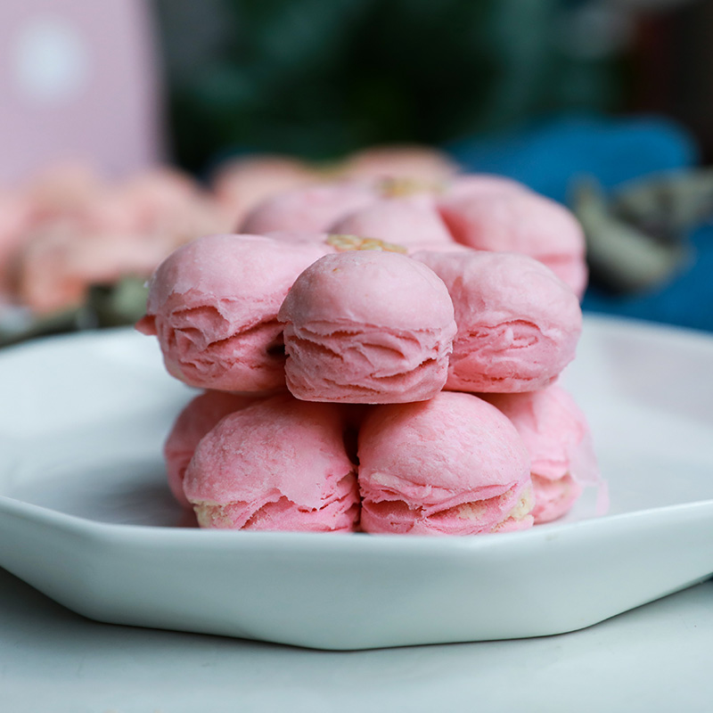 网红糕点桃花酥红豆沙馅鲜花饼 喜饼桃花饼早餐小吃网红点心梅花酥
