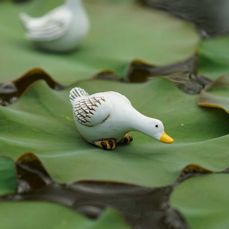 动物盆景摆件花园鱼缸水景造景装饰微景观工艺品 0009小鸭戏水(小)