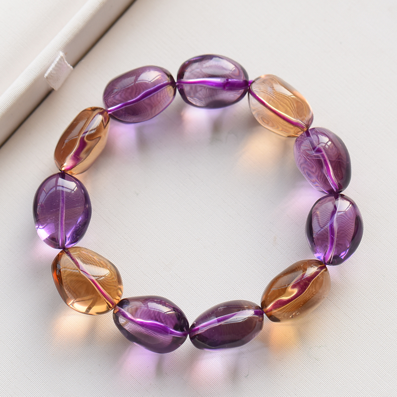 诺源珠宝 天然紫黄晶手链 男 随形不规则圆珠手链手串宝饰品男女款