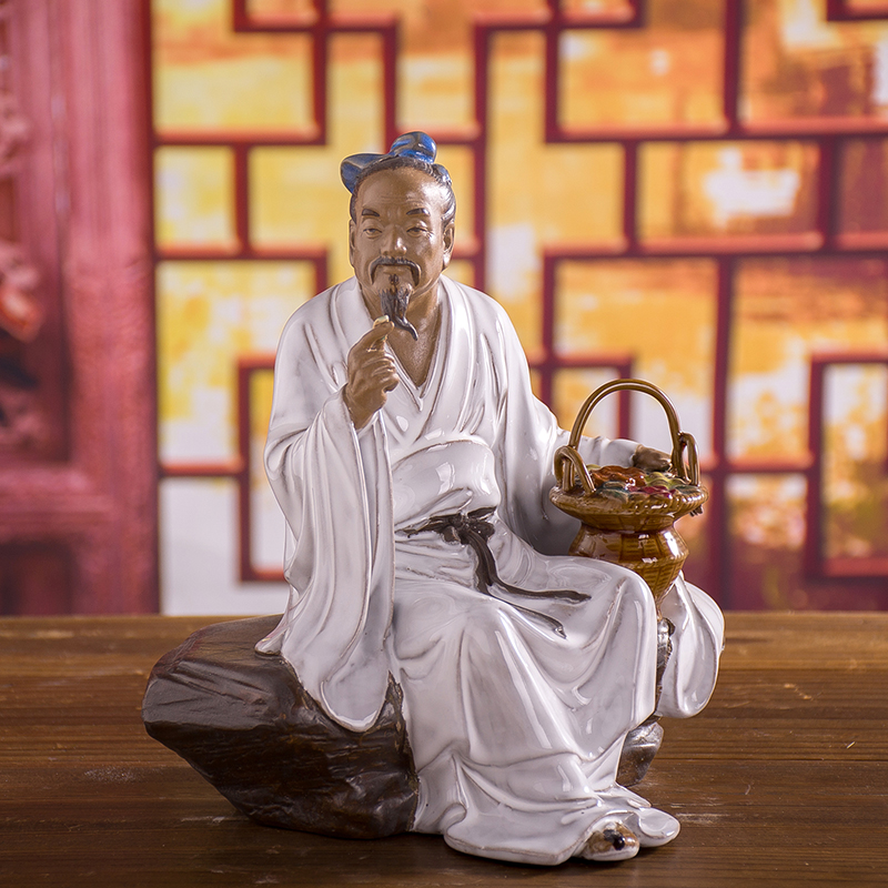 美吔 石湾陶瓷摆件古代中医药房诊所送礼张仲景华佗李时珍孙思邈扁鹊