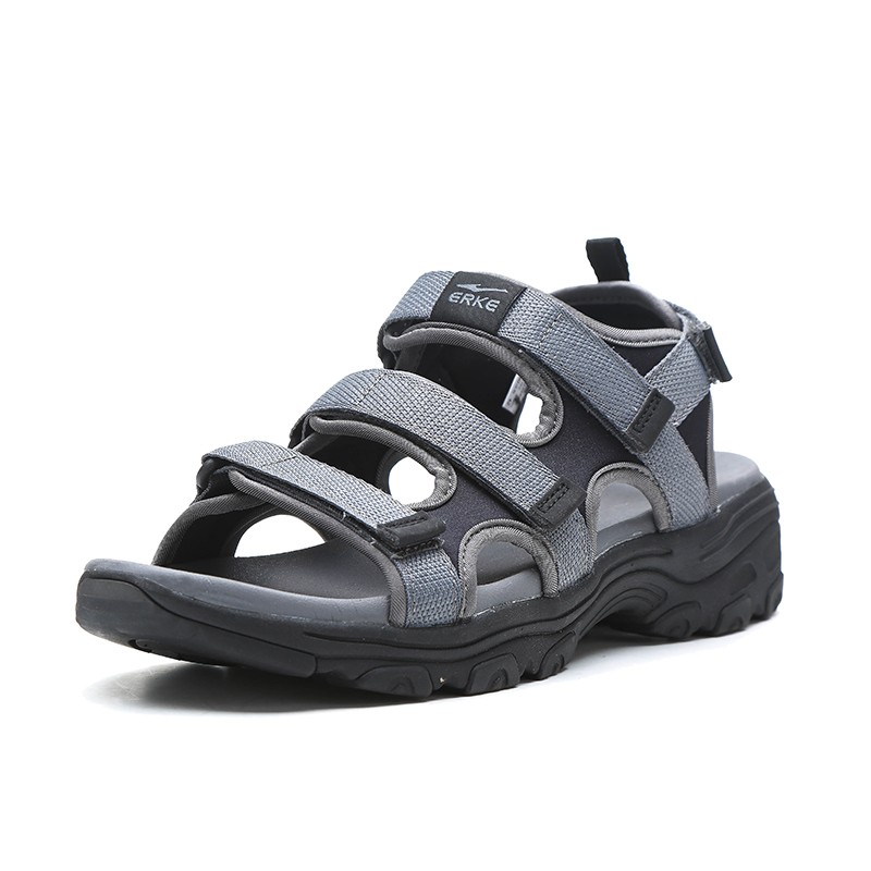 鸿星尔克官方旗舰男鞋凉鞋2020夏季上新时尚个性休闲鞋运动凉鞋 正黑