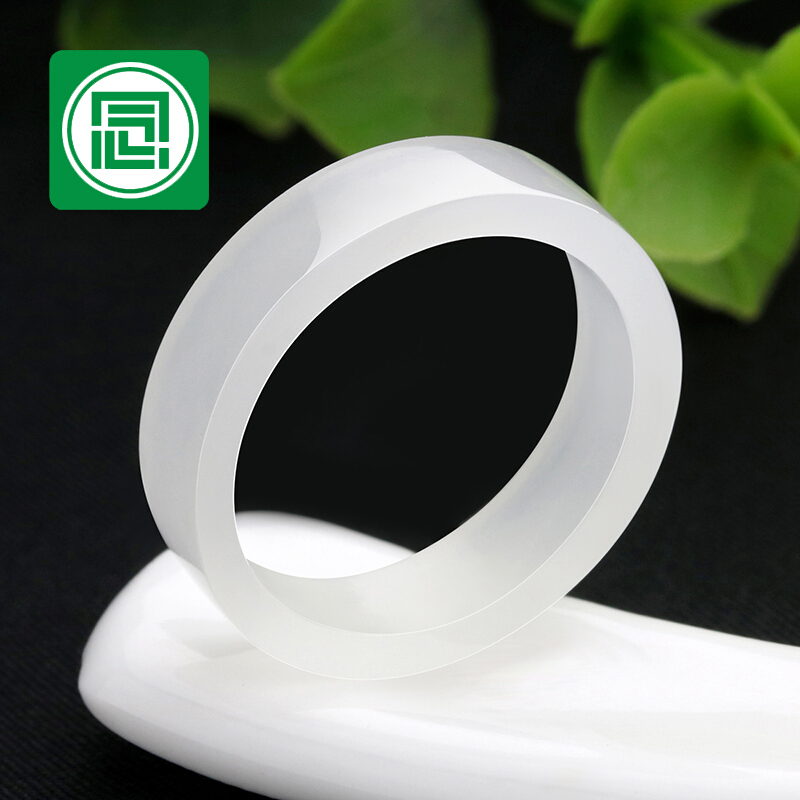 念玉珠宝平口和田玉戒指天然白玉指环男女款多圈口羊脂白平面平边尾戒