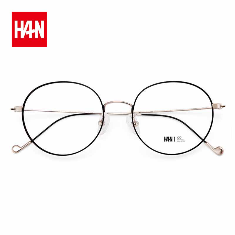 汉(han dynasty)复古圆框防蓝光辐射护目镜男女款成品平光镜 黑银 平