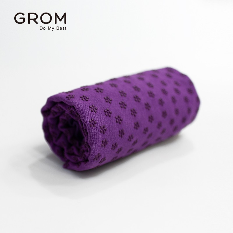 Grom专业便携瑜伽铺巾 吸汗防滑瑜伽垫布铺巾健身毯子机洗毛巾毯 紫色