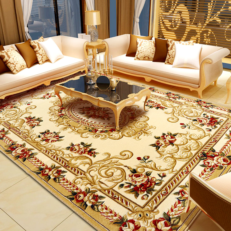 万腾 地毯客厅欧式大沙发茶几地毯卧室床边毯加厚高密度纯手工立体雕花红色办公室地毯 1255W驼色 2400*3300mm