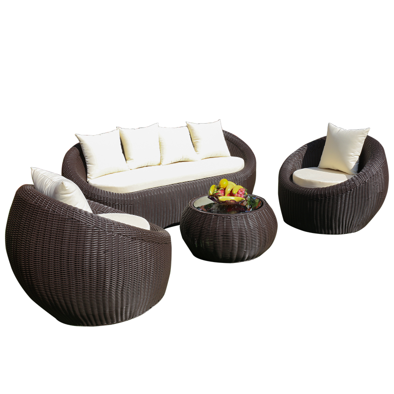 嘉勒美户外沙发圆形阳台庭院藤椅休闲仿藤沙发组合客厅茶几藤编家具 1+1+圆茶几(含座背垫)半圆藤