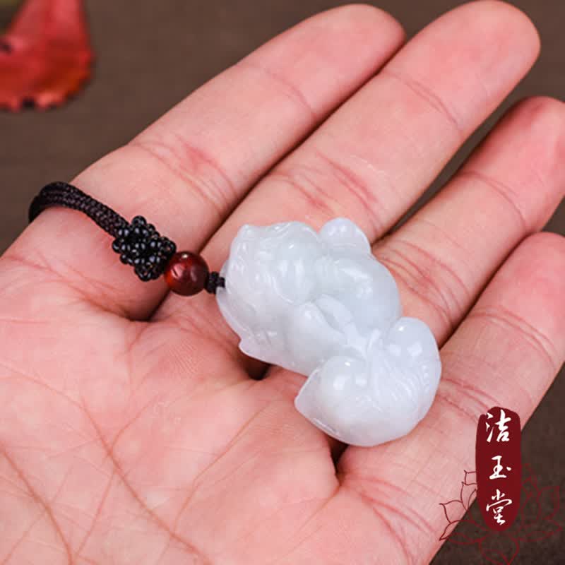 洁玉堂  翡翠貔貅吊坠天然玉石a货翡翠吊坠项链霸王貔貅男女款招财 头