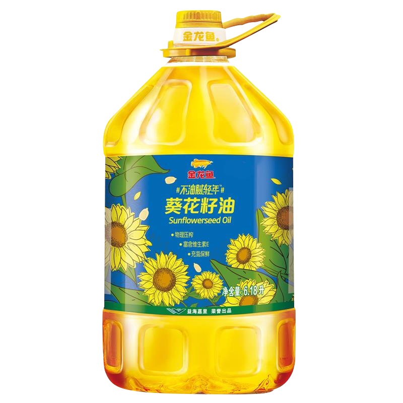 京东百亿补贴：金龙鱼 食用油 物理压榨葵花籽油6.18L