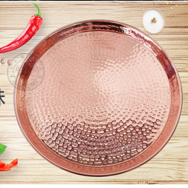 纯手工新款紫铜煎锅双耳铜锅紫铜平底锅尖锅炒勺锅加厚 普通圆铜盆 28