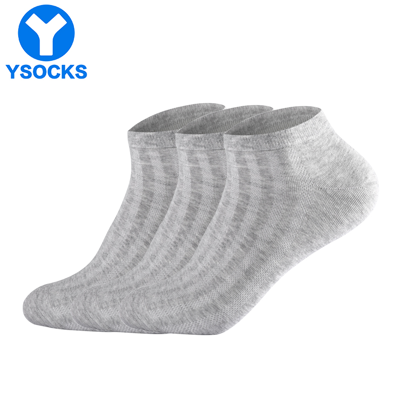 YSOCKS专利防臭袜子春夏季薄款男士纯银纤维抗菌棉吸汗耐磨中筒短袜运动 经典短袜黑色 3双 均码