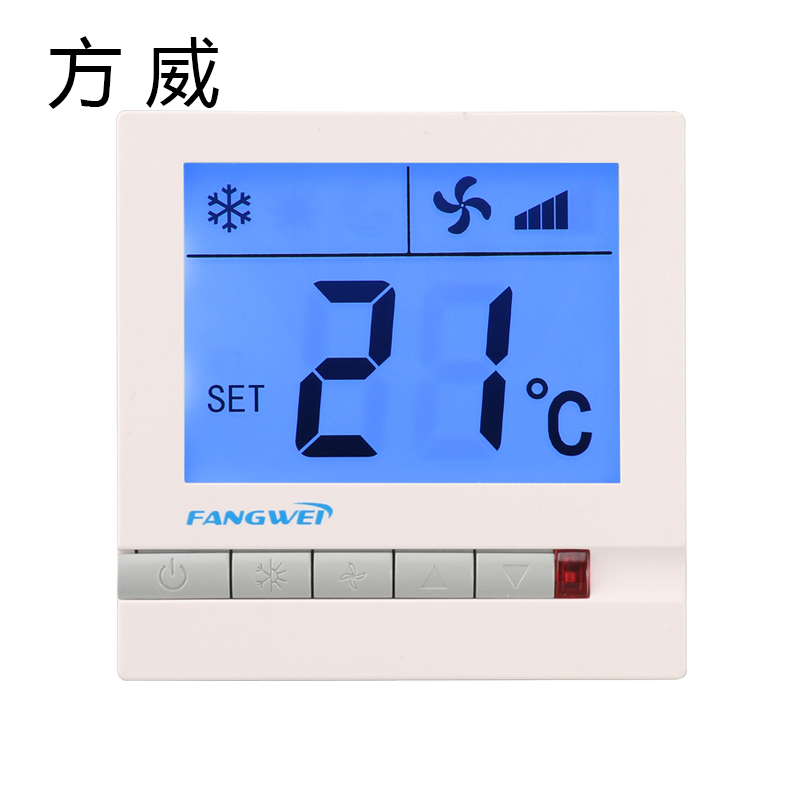 仁聚益暖通空调 房间液晶温控器风机盘管三速温度智能控制面板 AC8801不带遥控功能方威标