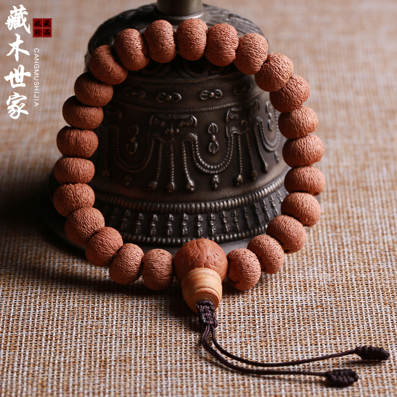 天然莲花菩提子手串小苹果莲花座菩提籽佛珠手链108颗男女文玩 单圈