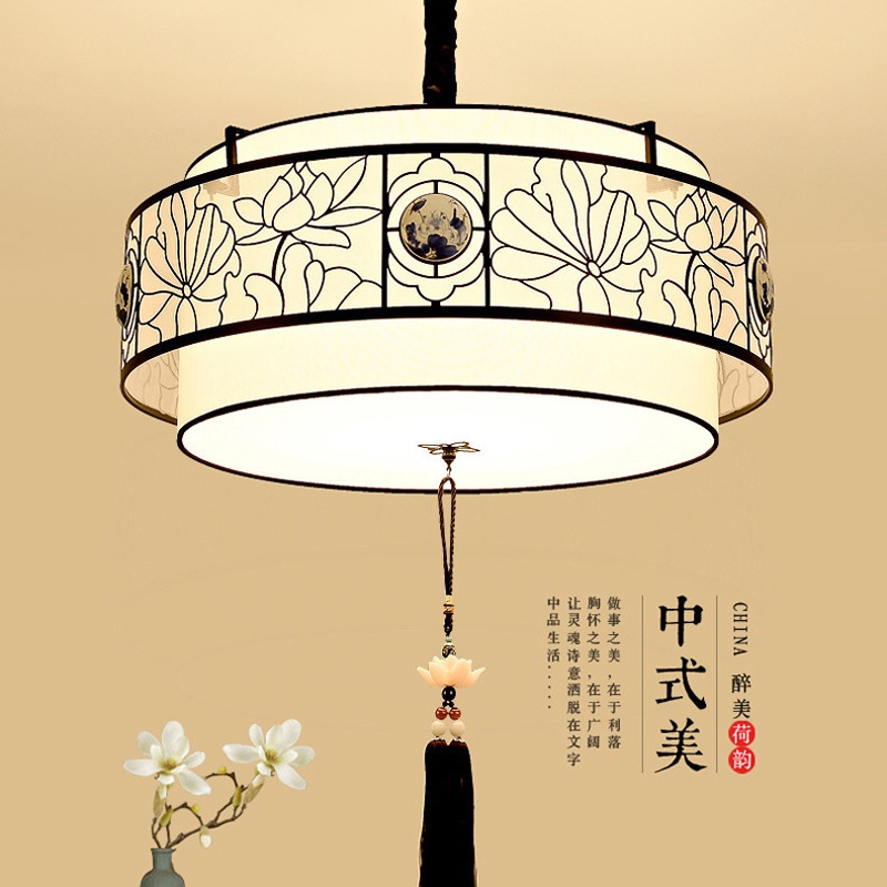 涵酷新中式圆形吊灯坠形吸吊两用餐厅客厅仿古灯酒店茶楼仿古led灯具