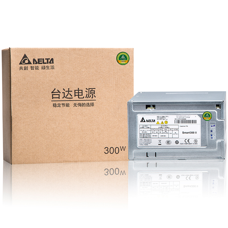 台达（Delta） 额定300W Smart300II 电源 （主动式PFC/100-240V全电压/8CM静音风扇/五年质保）